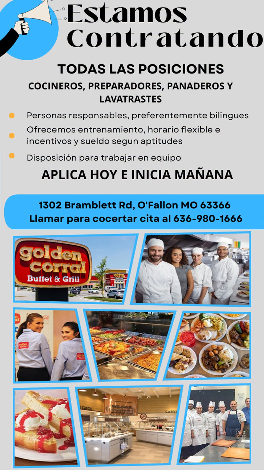 Golden Corral South County está contratando!