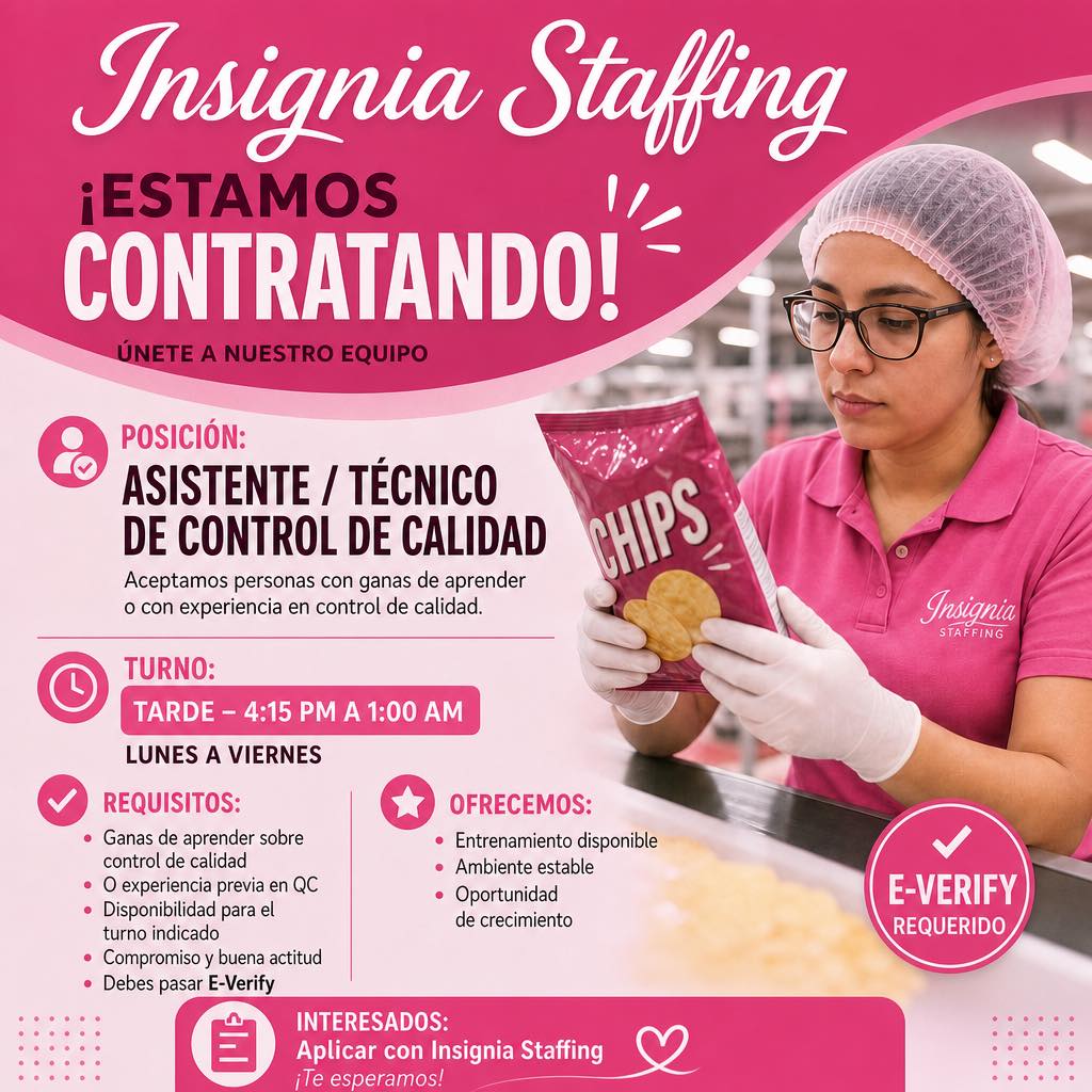 HIRING: QUALITY CONTROL ASSISTANT / TECHNICIAN