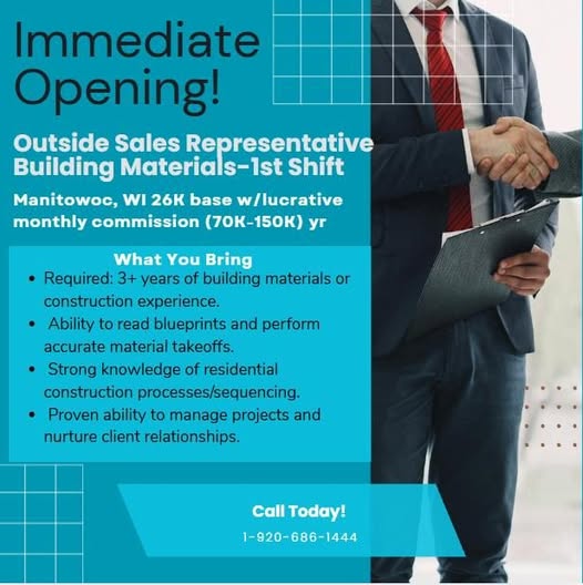 Looking for Outside Sales Representative (Construction)
