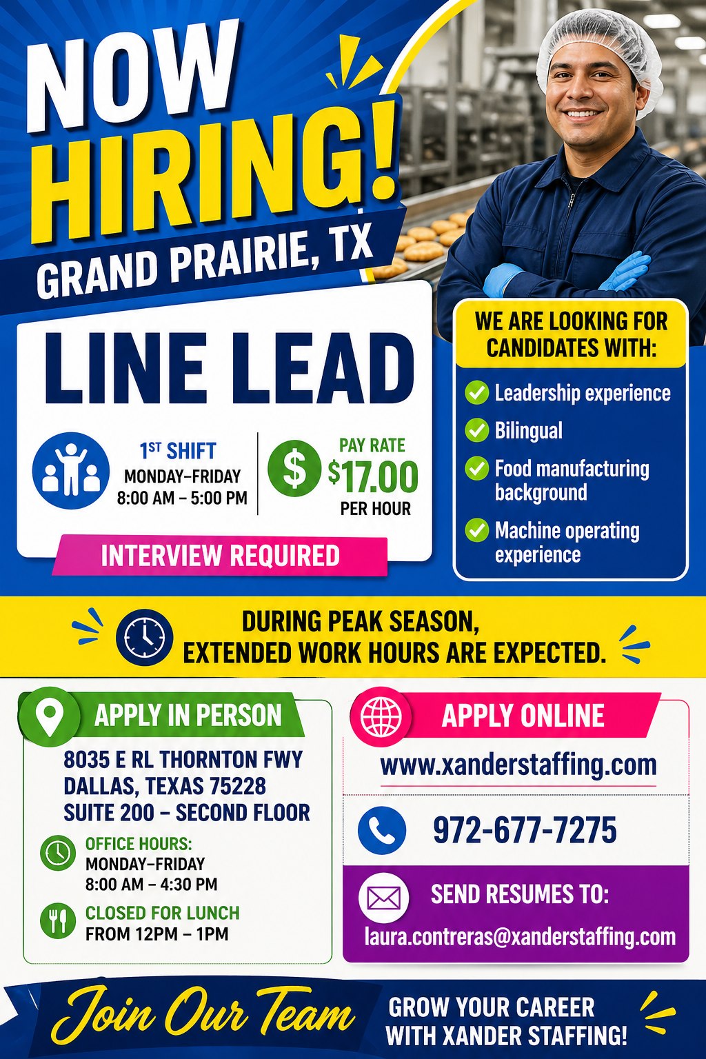 Se busca Line Lead (supervisor) - $17.00/h, Grand Prairie, TX