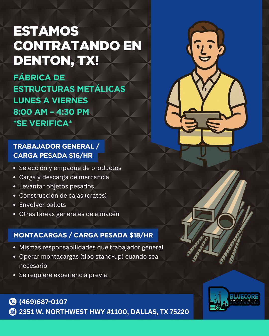 Hiring in metal structures factory (Denton, TX)