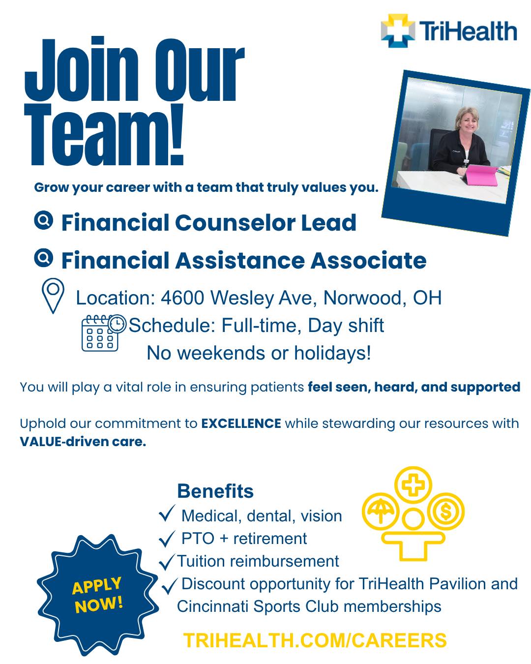 Se buscan Financial Counselor Lead y Financial Assistance Associate
