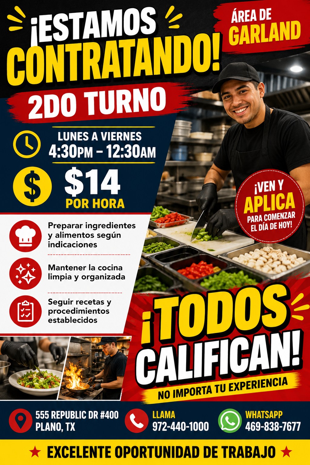 Se solicita personal de cocina - 2do turno