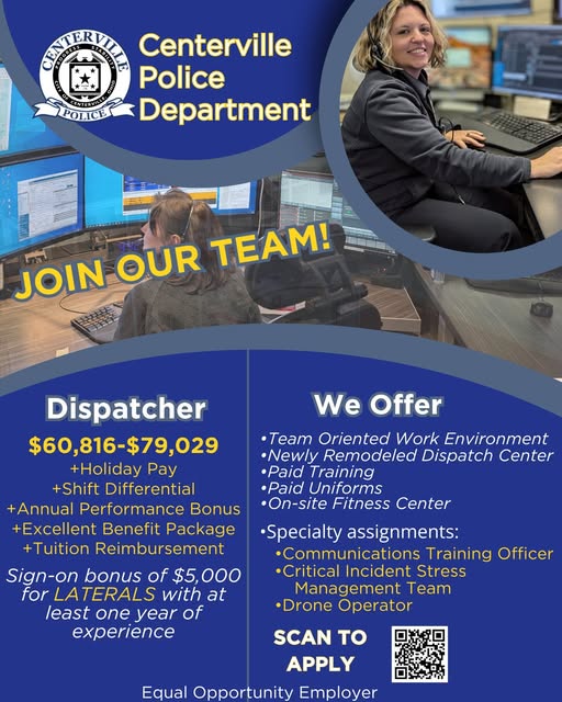Empleo: Dispatcher (Centerville Police Department)