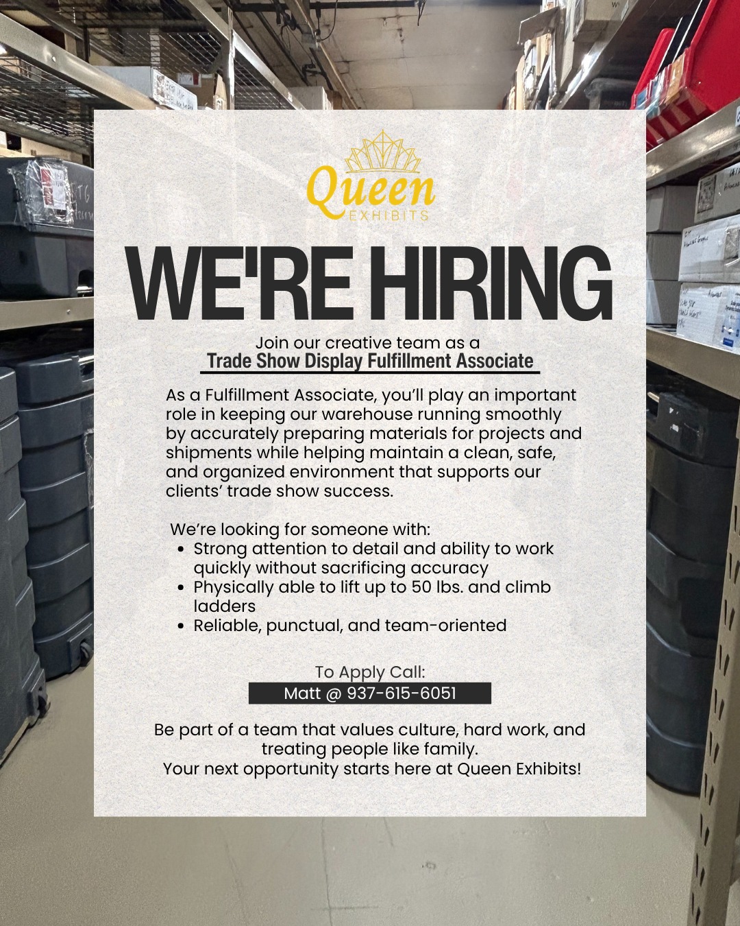 Empleo: Trade Show Display Fulfillment Associate (Queen Exhibits)
