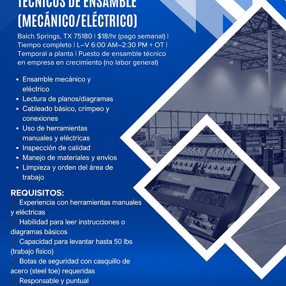 Job: Assembly Technician (Mechanical/Electrical)