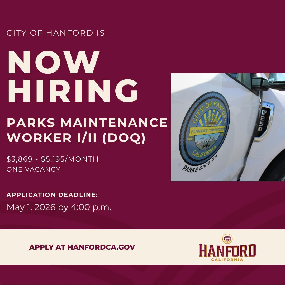 Empleo: Parks Maintenance Worker I/II (DOQ) – City of Hanford